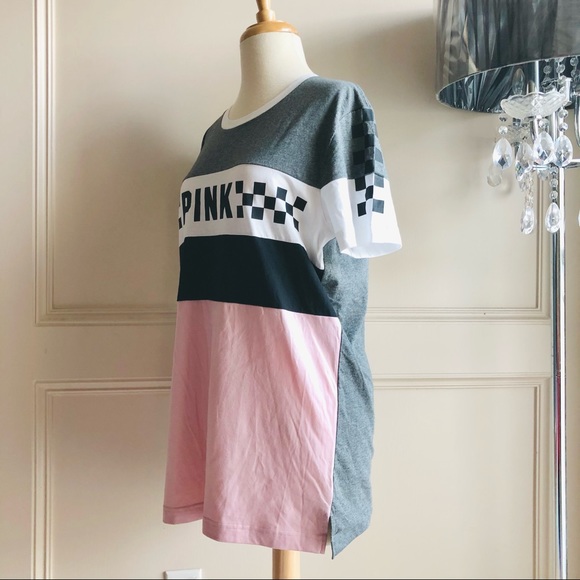 VS PINK Gray/Pink Colorblock Perfect Tee Size S - Picture 2 of 8